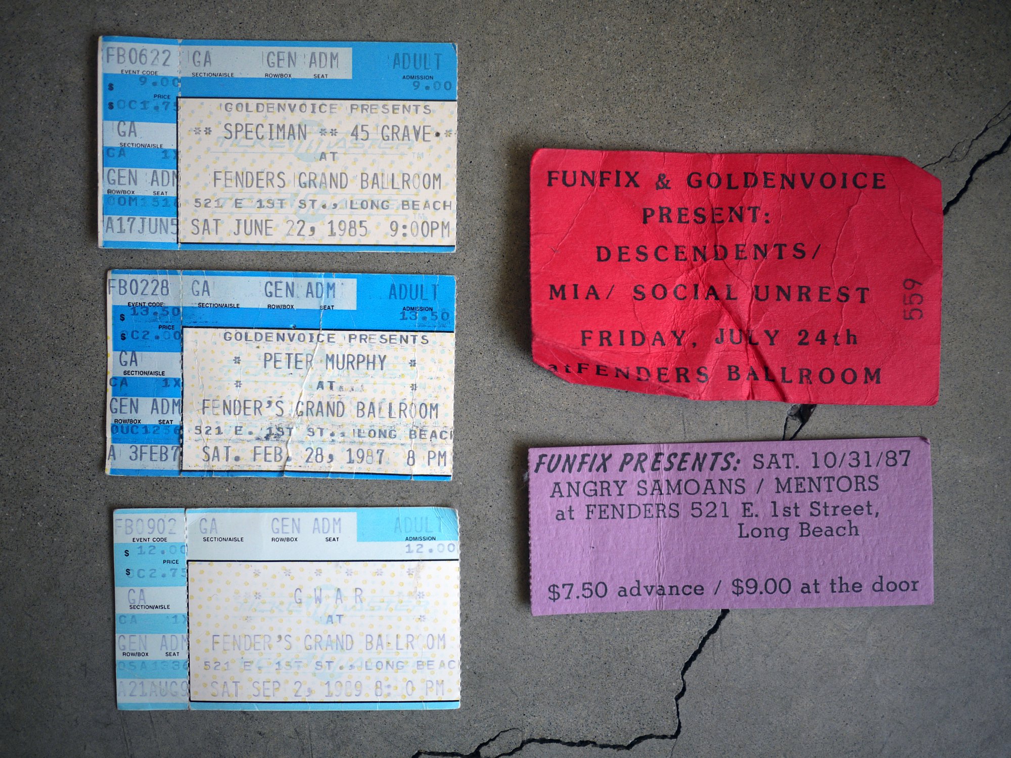 Fender's Ballroom tickets (1985-1989)